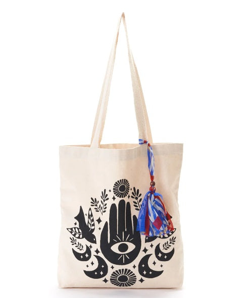 Out of Stock - Hamsa Moon Phase Canvas Tote